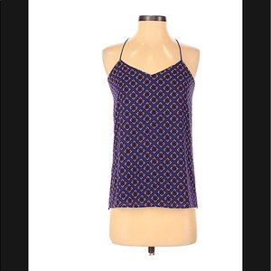 Express Women Blue Geometric Sleeveless Blouse S Spaghetti Strap Spring Summer
